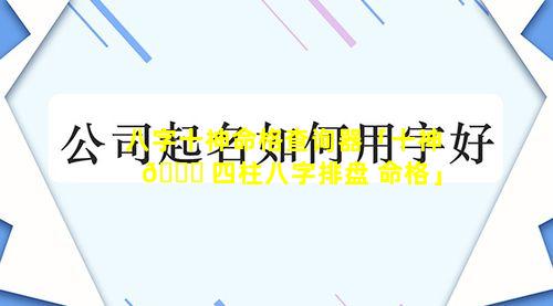 八字十神命格查询器「十神 🍀 四柱八字排盘 命格」